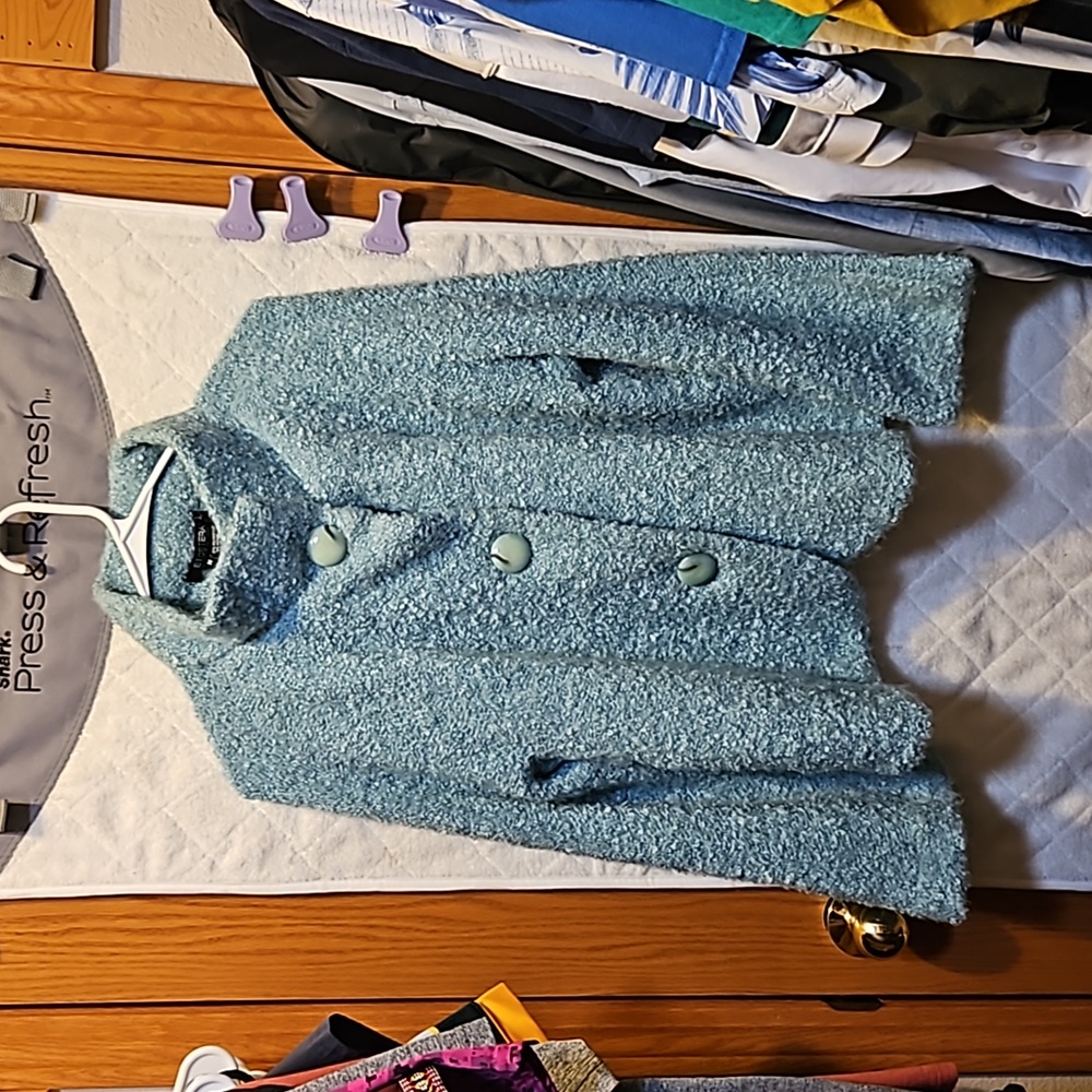 Etcetera | Medium | Sweater Jacket | Blue Teal | Button Up | Bell Sleeves